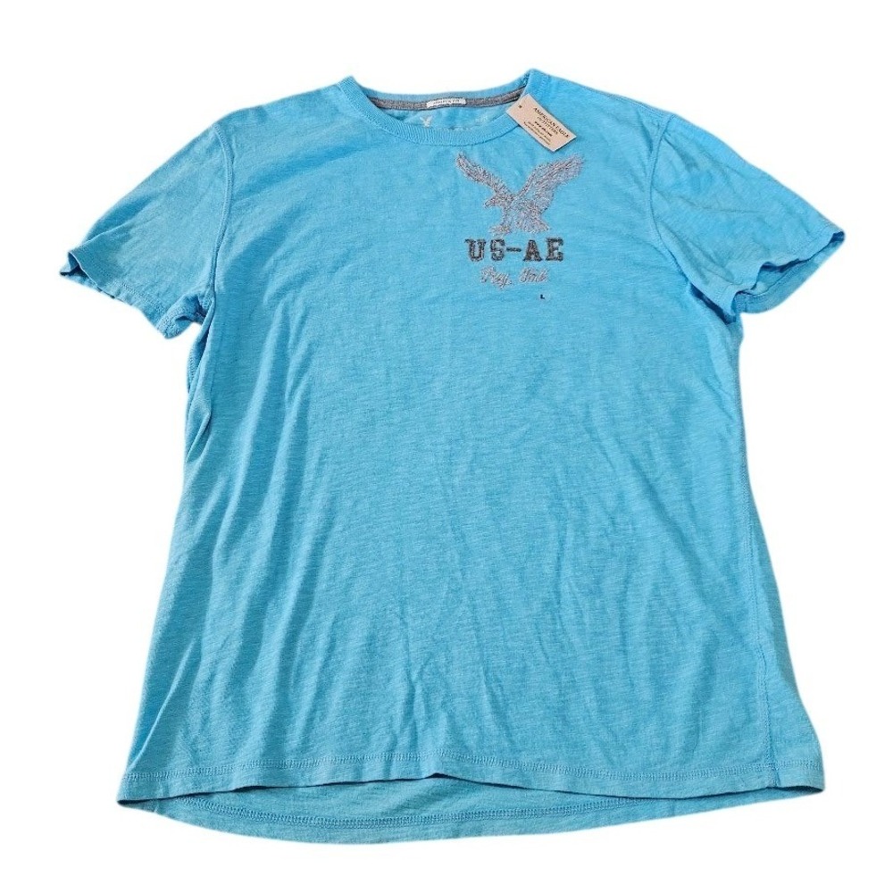 American Eagle Outfitters Mens Athletic Fit Blue Graphic T-Shirt Large Cotton